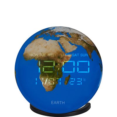 שעון שולחני דיגיטלי בצורת כדור הארץ + רמקול Bluetooth