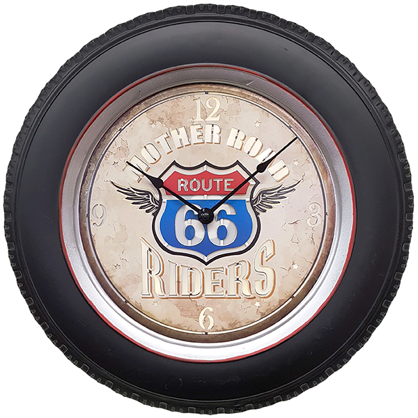 שעון קיר ROUTE 66 RIDERS עם תאורת LED הנשלטת בשלט רחוק